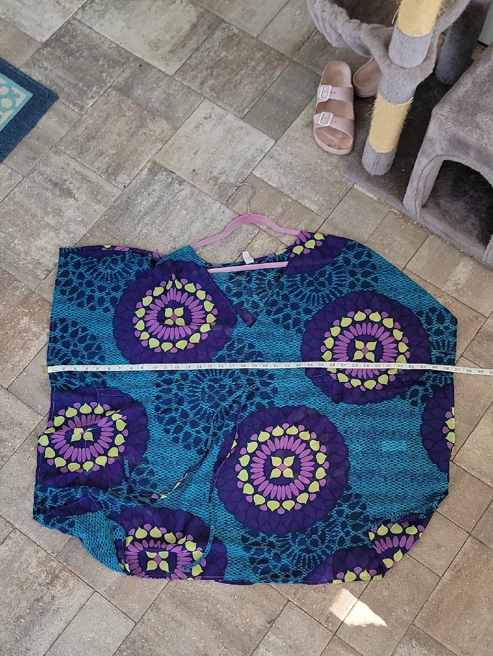 Old Navy Vibrant Purple Teal Floral Print Swim Cover Up Sz XXL - Picture 6 of 9